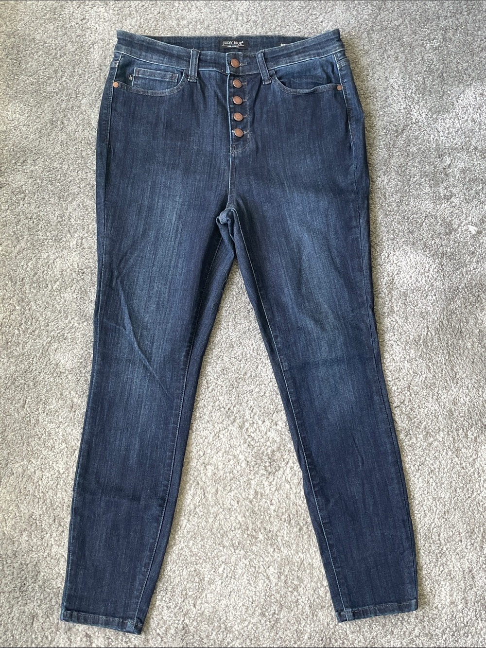 EC Judy Blue Skinny Fit - Dark Wash - Exposed Button Fly Jeans - Size 13/31
